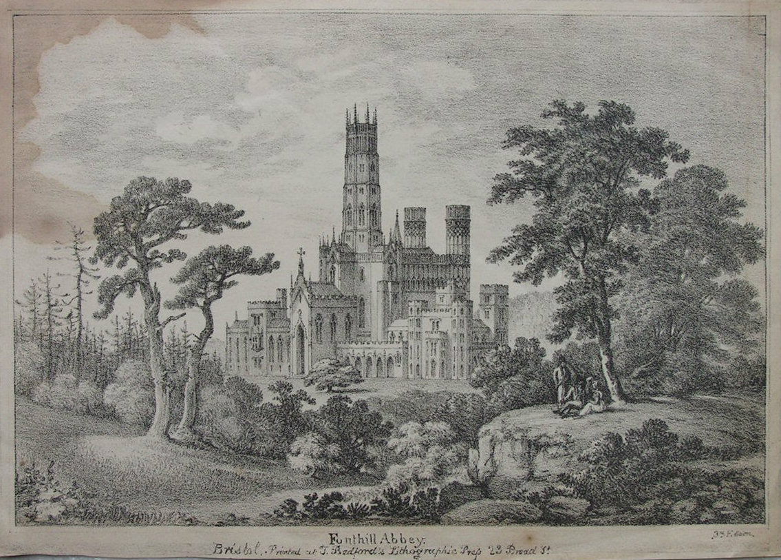 Lithograph - Fonthill Abbey - Bedford